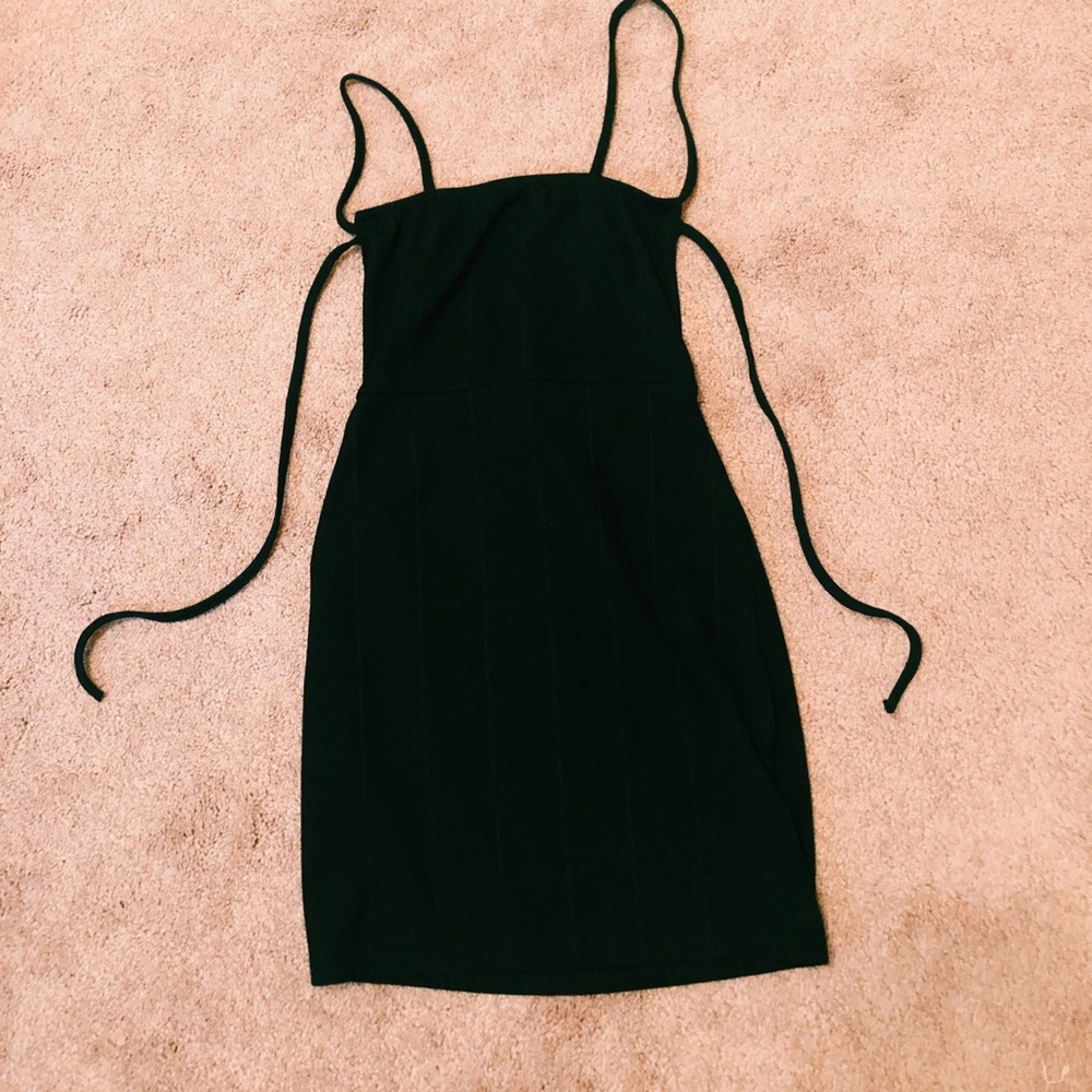 Ribbed tie back body con dress
